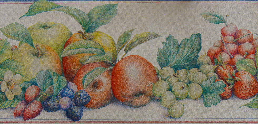 Farbdruck: alte Litographie mit Früchten